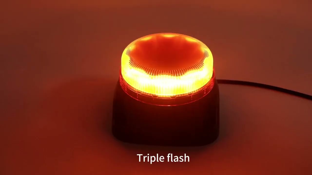 Оранжева LED аварийна лампа със зумер за заден ход, 14.5W, 9 режима, 97 dB, E-Mark E9, ECE R65/R10, IP67, 12–24V