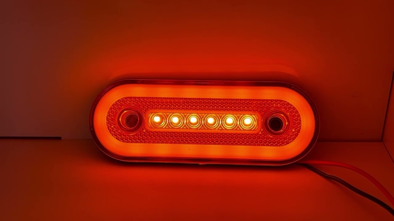 Овален LED габарит 12-24V, оранжев, 24 LED с неон ефект, 115 x 44 мм