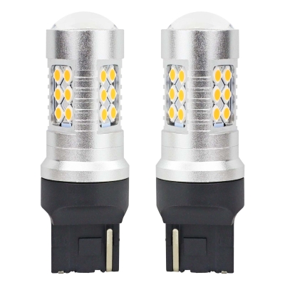 Комплект от 2бр. LED Лед Диодни крушки T20 WY21W Canbus 3030 24SMD 12V-24V оранжева светлина