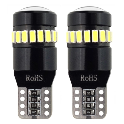 Комплект от 2бр. LED Лед Диодни крушки за габарит T10 W5W Canbus 3014+1 18SMD 12V-24V бяла светлина