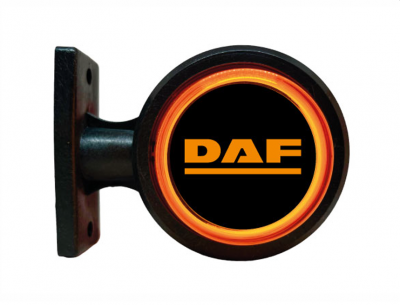 Комплект от 2 броя LED ЛЕД страничен габарит рогче 12 -24V оранжево - червено “old school” Неон Ефект с лого DF