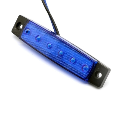 Светодиоден Маркер, габарит, токос, робки, рибка, светлина със 6 LED ЛЕД за камион, бус, ван, ремарке, каравана, платформа, 12V син, сини