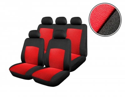 Универсален комплект тапицерия (калъфи) за седалки - черна с червено