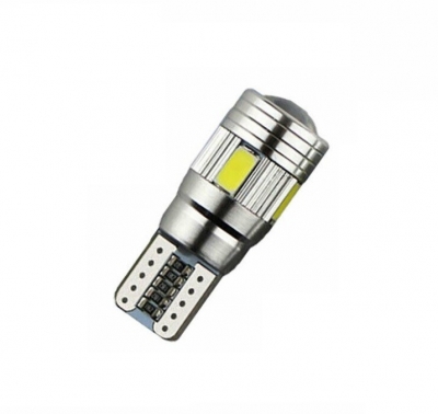 Лед LED Крушкa За Габарит, Т10 W5W LED 6 SMD, Canbus, 12V, Бяла Светлина