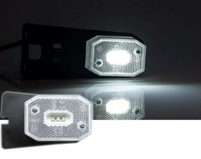 LED Лед Габарит със Стойка, Рефлектор, Бяла Светлина, Маркер, Токос, 12V - 24V, E-Mark E9, За Каравана, Кемпер и др.