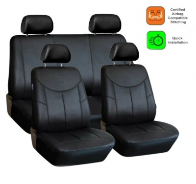 Универсални калъфи за предни и задни седалки на автомобил кола такси taxi , тапицерия пълен компкект от еко кожа в черно