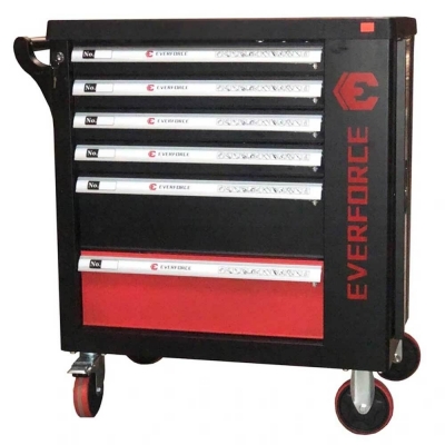 Количка професионален шкаф за инструменти със седем 7 чекмеджета отделения с включени 154 инструмента