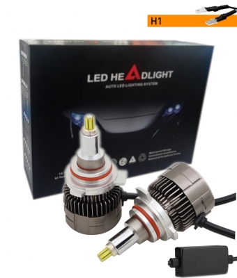 Комплект 3D CSP LED ЛЕД диодни крушки H1 Х1 12V 100W 20000lm за фарове Canbus без грешки 360° градуса