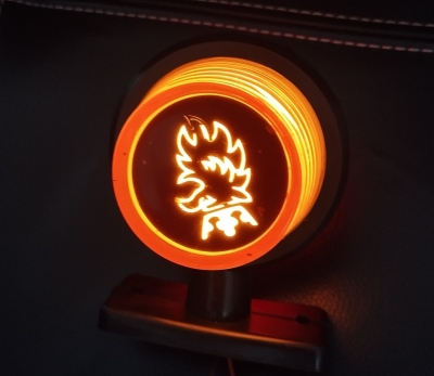 Комплект от 2 броя LED ЛЕД страничен габарит рогче 12 -24V оранжево - червено “old school” Неон Ефект с лого SCA