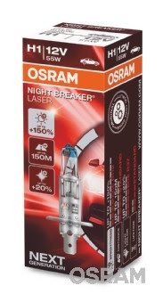 Халогенна крушка Osram H1, Х1,  Night Breaker Laser Next Gen +150%, 55W, 12V, P14.5S