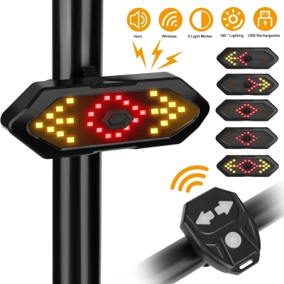 Комплект мигачи за велосипед, тротинетка с включен клаксон, USB зареждане, 5 режима на светлина, IP65 водо- и прахоустойчивост, лесен монтаж