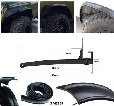 Гумен уширител протектор за калници за offroad офроуд джип SUV микробус автомобил 3cm x 3m черен