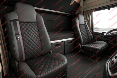 Комплект 1+1 тапицерия от еко кожа за IVECO STRALIS S-WAY 2021 - черно