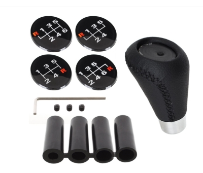 Универсална топка за скоростен лост – 5/6 скорости – алуминий и PU кожа – с адаптери 8/10/11/12 мм
