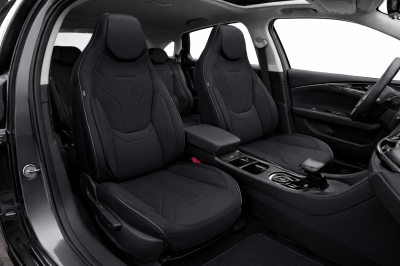 Комплект Луксозна универсална кожена тапицерия, Черна за Предни и Задни седалки 