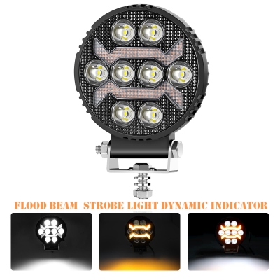 Универсален LED халоген с бяла светлина и оранжева DRL - 8 диода, 12V-24V, IP68, 7 режима на работа, стробоскопичен режим и динамичен мигач