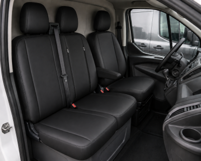 Комплект 2+1 Тапицерия за FORD TRANSIT CUSTOM 2009+ – Еко кожа, Черна, 8 части