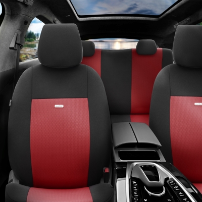 Комплект Тапицерия SelectedFit Flex Design by OTOM текстил  – Черно-Бордо, за Предни и Задни Седалки