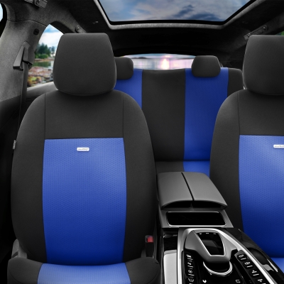 Комплект Тапицерия SelectedFit Flex Design by OTOM текстил  – Черно-Синя, за Предни и Задни Седалки