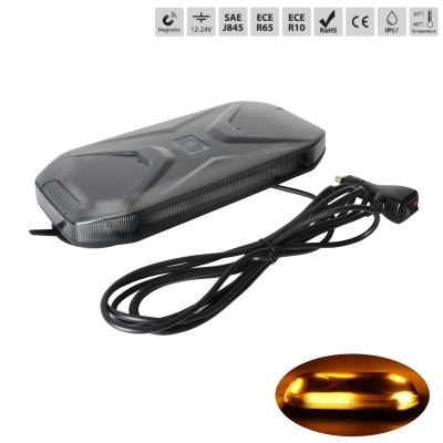 LED аварийна лампа 30W, 68 LED, 20 режима, магнитен монтаж с вендузи, E-Mark E9/E57, R65, IP67, 12–24V, оранжева светлина, опушен корпус