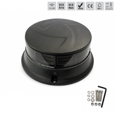 Опушена оранжева LED аварийна лампа 19W, 36 LED, 7 режима, E-Mark E9, ECE R65/R10, IP67, 12V/24V