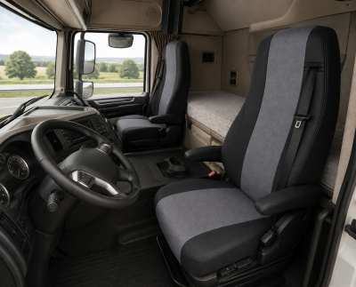 Текстилна тапицерия за седалки за DAF XF 106 2016+, черно-сива, 4 части