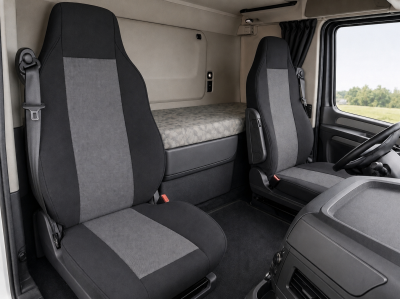 Текстилна тапицерия Flexzon за DAF XF105 2007–2014 г., 2 части, черно-сива