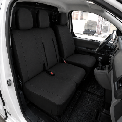 2+1 Тапицерия от еко кожа за предни седалки за Peugeot Expert, черна, 7 части