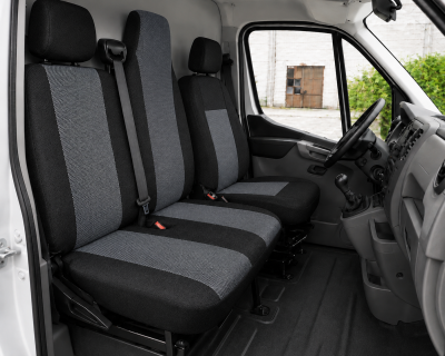2+1 Текстилна тапицерия за предни седалки за Renault Master 2009–2016 г., черно-сива, 6 части