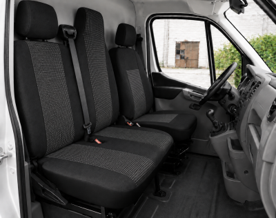 2+1 Текстилна тапицерия за предни седалки за Renault Master 2009–2016 г., черна, 6 части