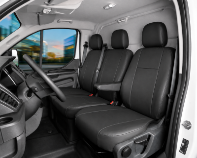 2+1 Тапицерия от еко кожа за предни седалки за Volkswagen Crafter, черна, 9 части