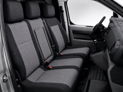 2+1 Текстилна тапицерия за предни седалки за Peugeot Expert 2016+, черно-сива, 7 части