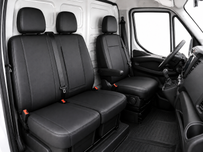 2+1 Тапицерия от еко кожа за предни седалки за Iveco Daily 2015+, черна, 7 части