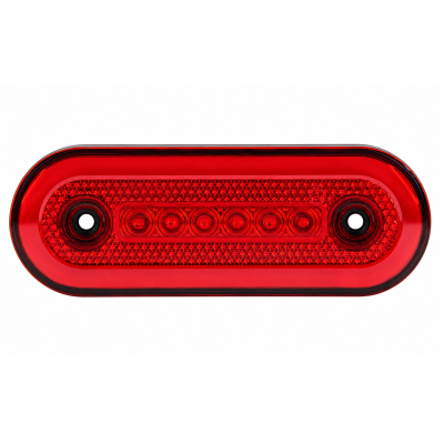 Овален LED габарит 12-24V, червен, 24 LED с неон ефект, 115 x 44 мм