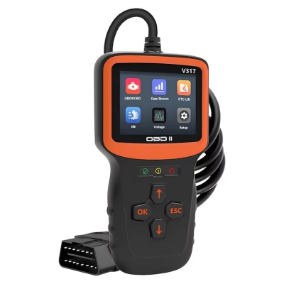 Автодиагностика V317 OBD2/EOBD с цветен LCD дисплей, 9 протокола, 8 езика, 12V