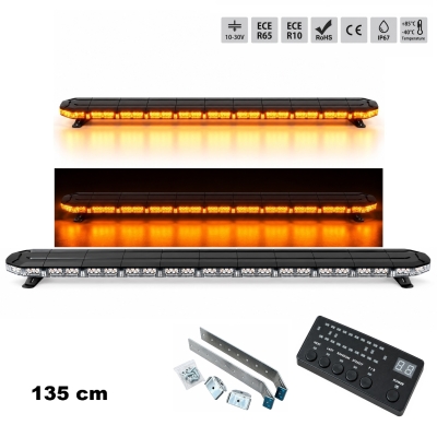 Оранжева LED аварийна лампа 135 см, 138W, 138 LED, 16 режима, ECE R65/R10, IP67, 12V/24V