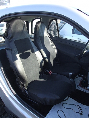 1+1 Калъфи за предни седалки, тапицерия за автомобил Smart Fortwo Смарт Форту, текстил черно