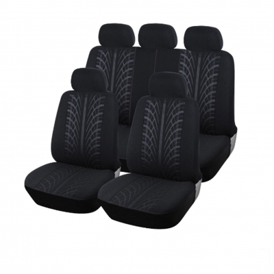 Нова универсална текстилна авто тапицерия, калъфи за автомобилни седалки, пълен комплект, 9 части в черно