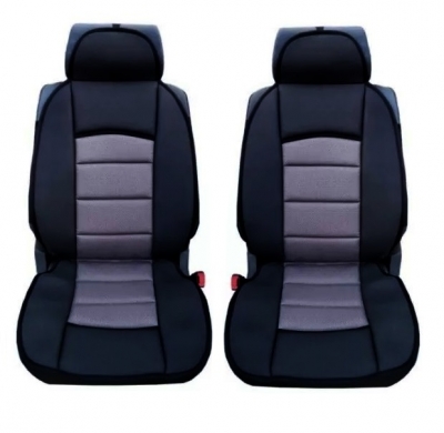 1 + 1 Универсални калъфи, тапицерия за предни седалки, Масажор, високо качествен текстилен материал, Сиво-Черно