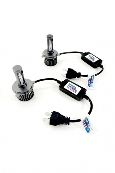 Комплект Умалени Мини Лед Led Диодни Крушки H4 Х4 12V - 24V 70W 10000lm ...