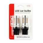 Комплект от 2бр. LED Лед Диодни крушки T20 WY21W Canbus 3030 24SMD 12V-24V оранжева светлина