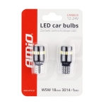 Комплект от 2бр. LED Лед Диодни крушки за габарит T10 W5W Canbus 3014+1 18SMD 12V-24V бяла светлина