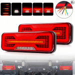 Универсални LED Стопове 12V 24V с Бягащ Мигач, Стоп, Габарит и Заден Ход E9 Сертифицирани Комплект от 2 броя