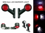 Комплект от 2 броя 12- 24V LED ЛЕД къси мини странични габаритни светлини тип рогче въртящи се с ротация за камион ремарке платформа каравана и др. бяло-червен 80 X 60 mm