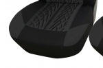 Комплект 2 + 1 тапицария/калъфи за бус/ван с шарка "грайфер" - текстил - тъмно сиво и черно - 5 части
