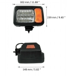 Ляв LED фар - къси / дълги светлини, мигач, рефлектор - подходящ за трактор, комбайн, багер и др - 16 диода