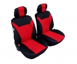 1+1 Комплект универсални калъфи тапицерия за предни седалки - червено и черно