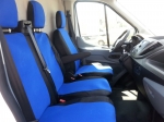 2+1 комплект калъфи / тапицерия - специално ушити за Ford Transit 2013+ - пасват перфектно - с отвор за барчето на двойната седалка - черно и синьо