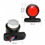 2 броя 12V LED ЛЕД Гумени Странични Рогчета Маркери - габаритни светлини за камион тир  ремарке - 85мм х 80мм бяло-червено
