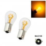 Комплект от 2 броя LED Лед Крушки 18 SMD BAU15S (PY21W) 12V Оранжеви Жълти Асиметрични пинове в блистер